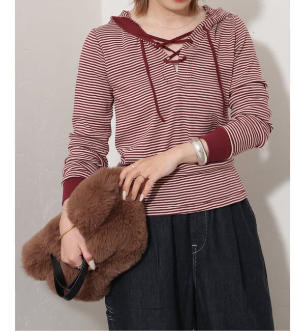 JOURNAL STANDARD relume「別注【MILLER/ミラー】 レースアップフードプルオーバー」|Tシャツ・カットソー|ボルドー