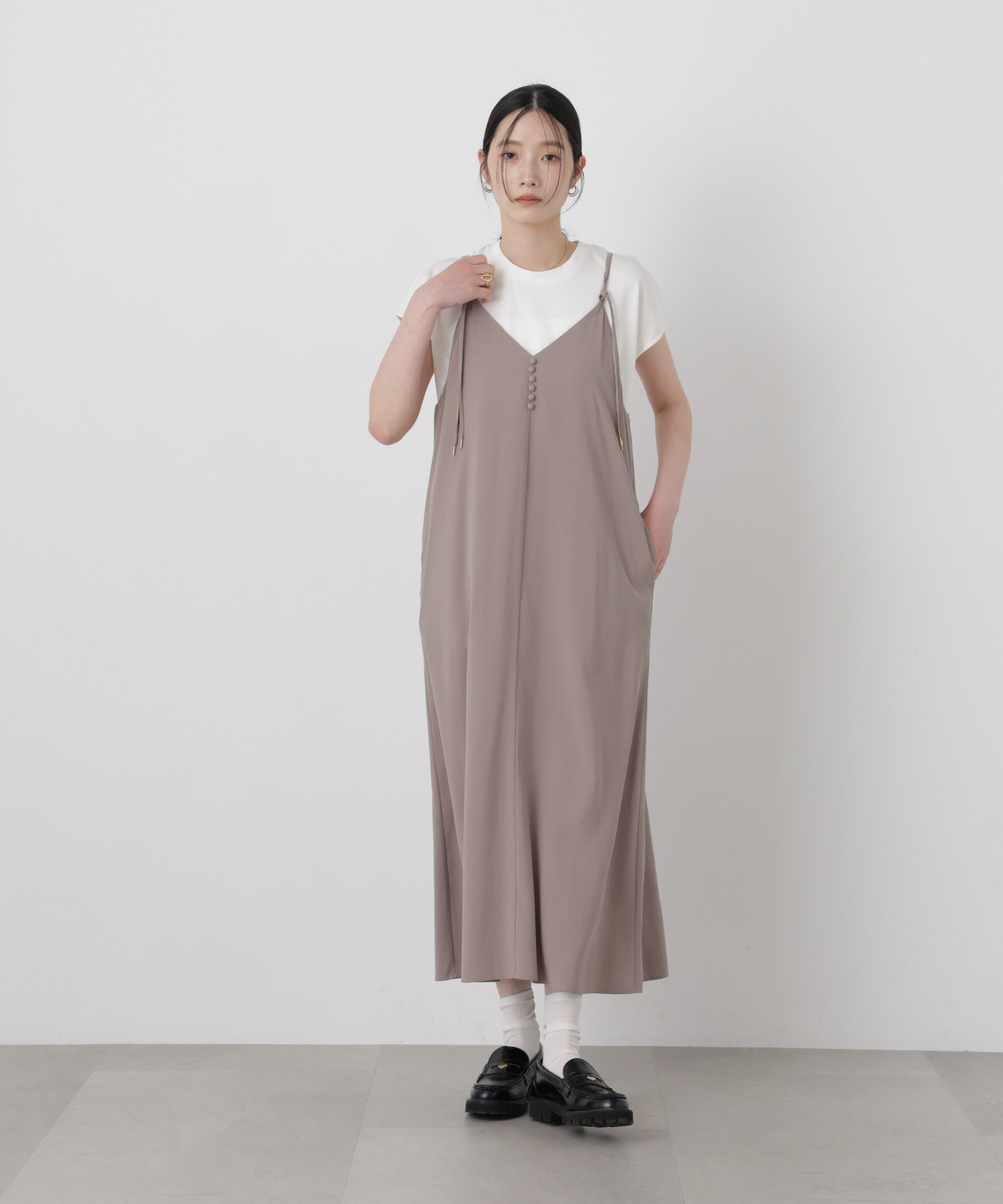 NANO universe「レース衿取り外しノースリーブカットトップス」|Tシャツ・カットソー|