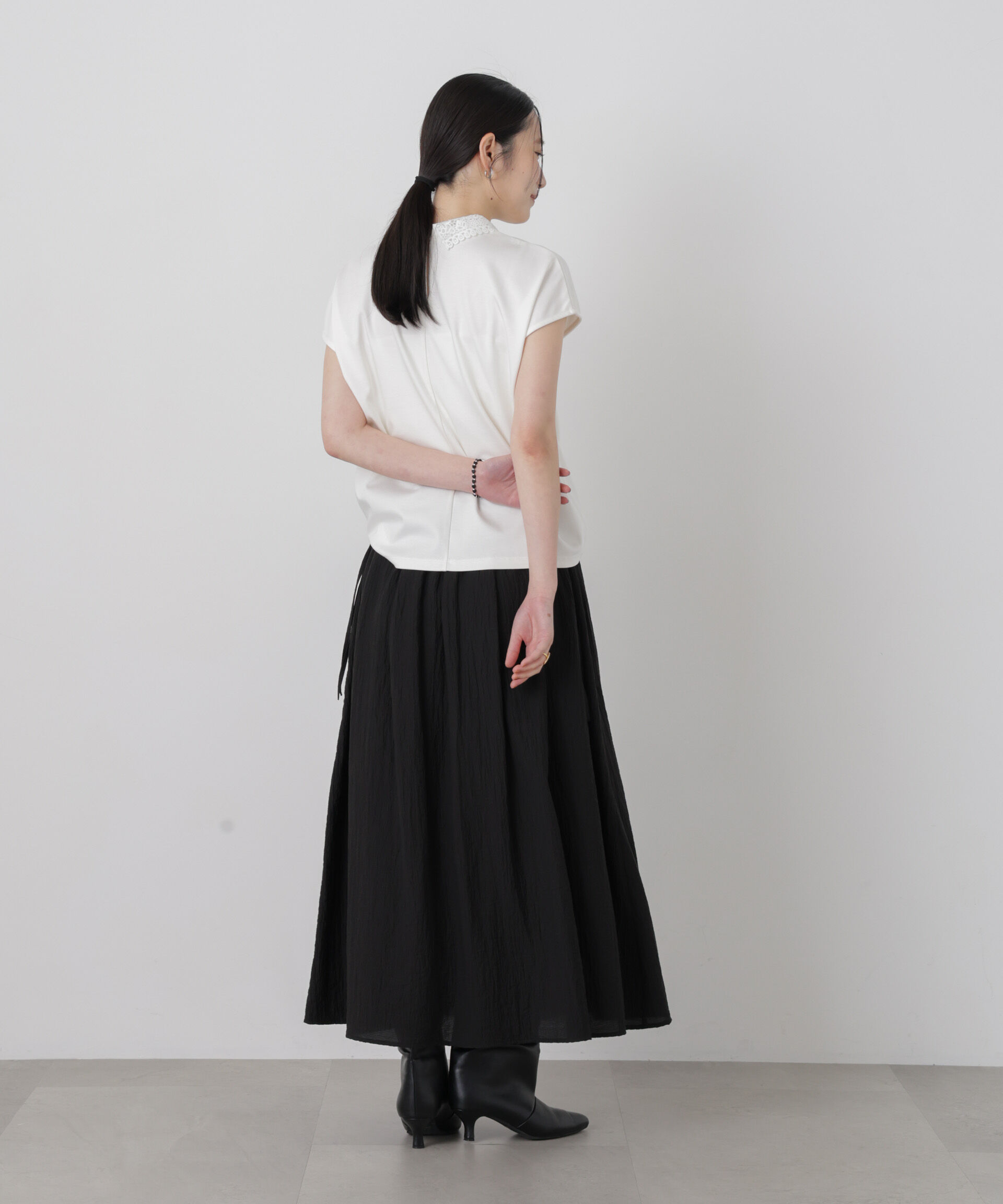 NANO universe「レース衿取り外しノースリーブカットトップス」|Tシャツ・カットソー|