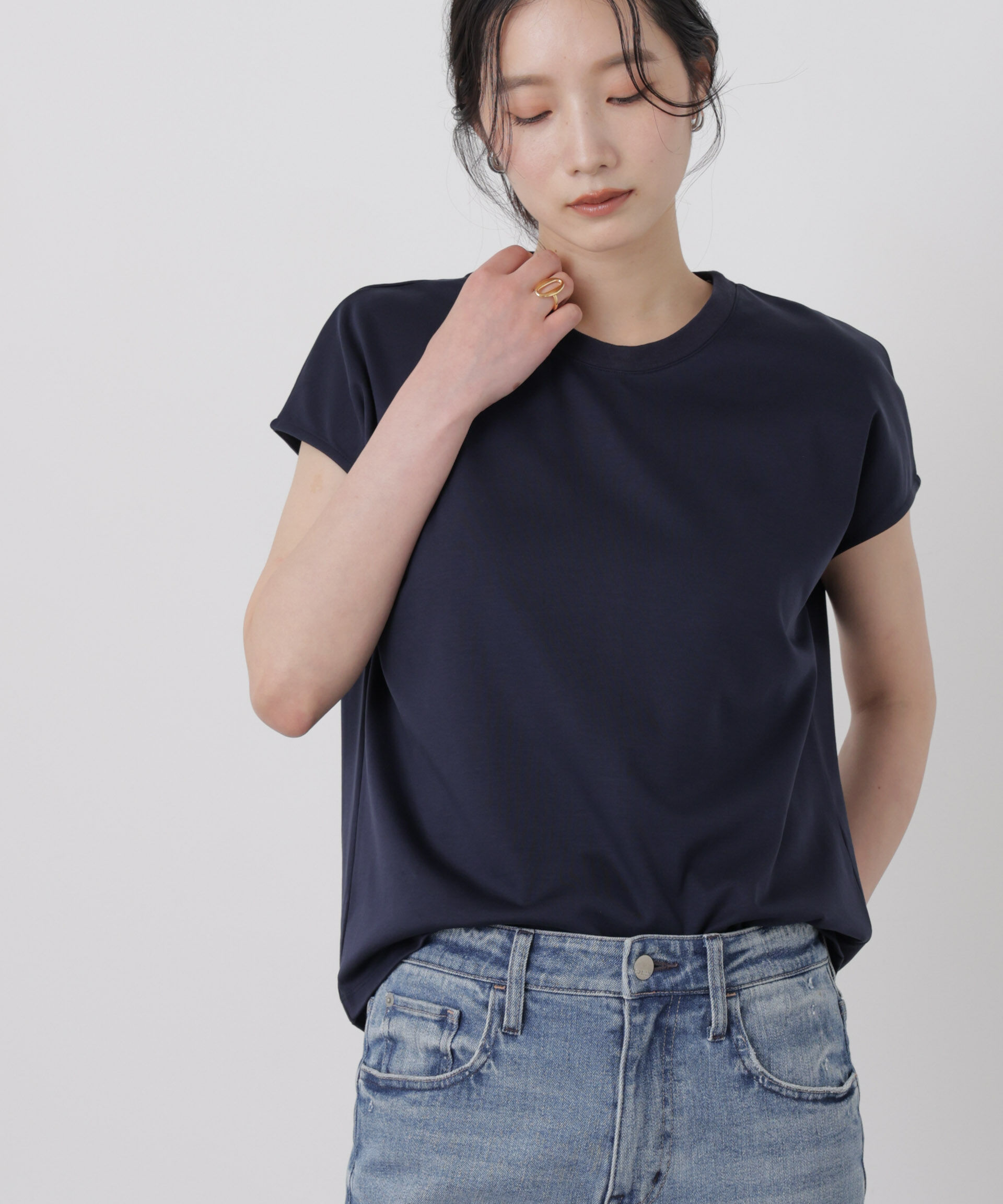NANO universe「レース衿取り外しノースリーブカットトップス」|Tシャツ・カットソー|