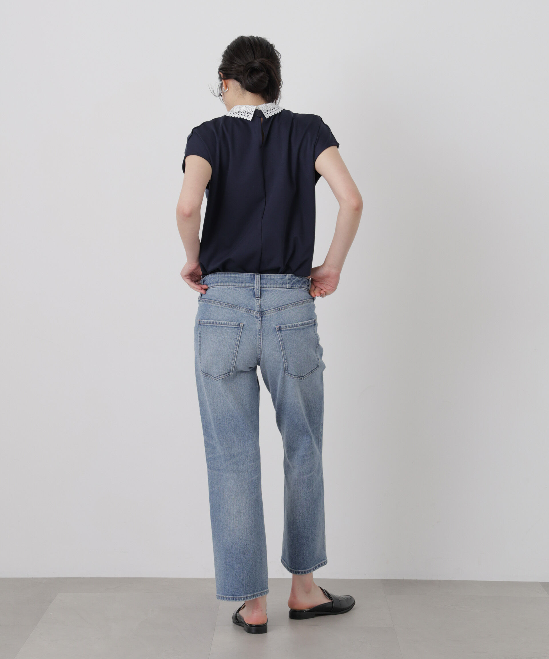 NANO universe「レース衿取り外しノースリーブカットトップス」|Tシャツ・カットソー|