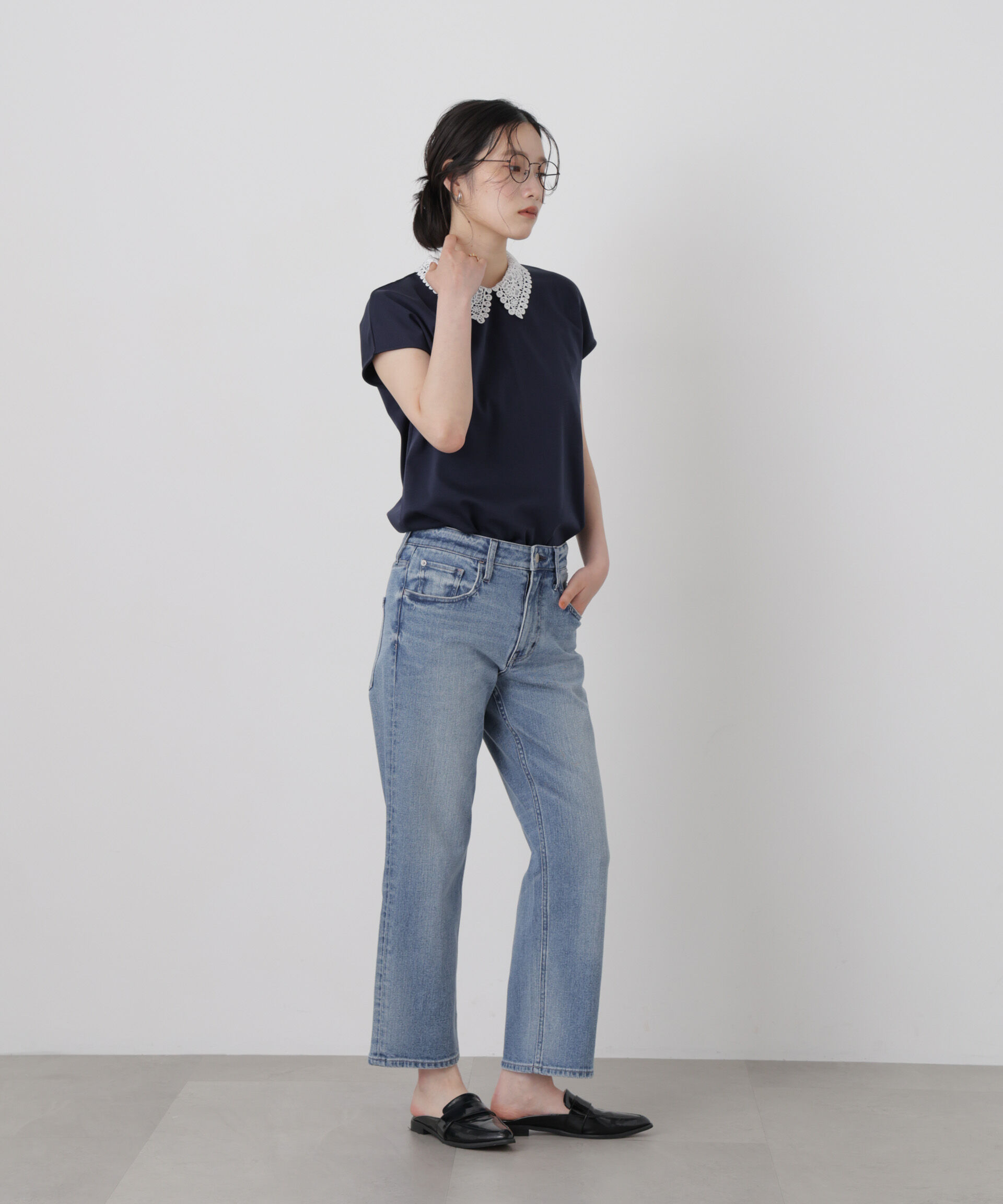NANO universe「レース衿取り外しノースリーブカットトップス」|Tシャツ・カットソー|