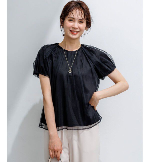 組曲「コットンポンチ チュールレイヤード カットソー」|Tシャツ・カットソー|ブラック系