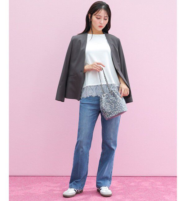 ANY SIS「裾レース半袖Ｔシャツ」|Tシャツ・カットソー|