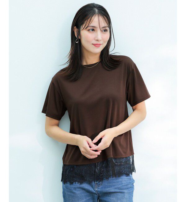 ANY SIS「裾レース半袖Ｔシャツ」|Tシャツ・カットソー|