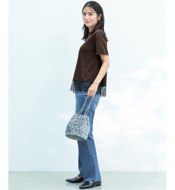ANY SIS「裾レース半袖Ｔシャツ」|Tシャツ・カットソー|