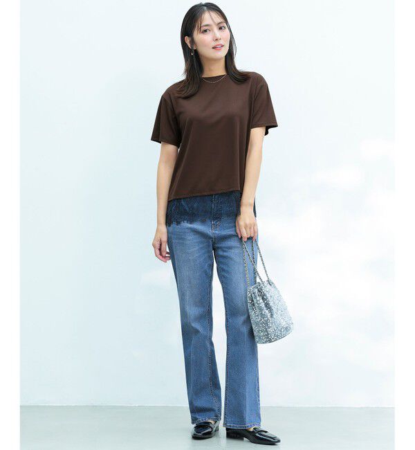 ANY SIS「裾レース半袖Ｔシャツ」|Tシャツ・カットソー|