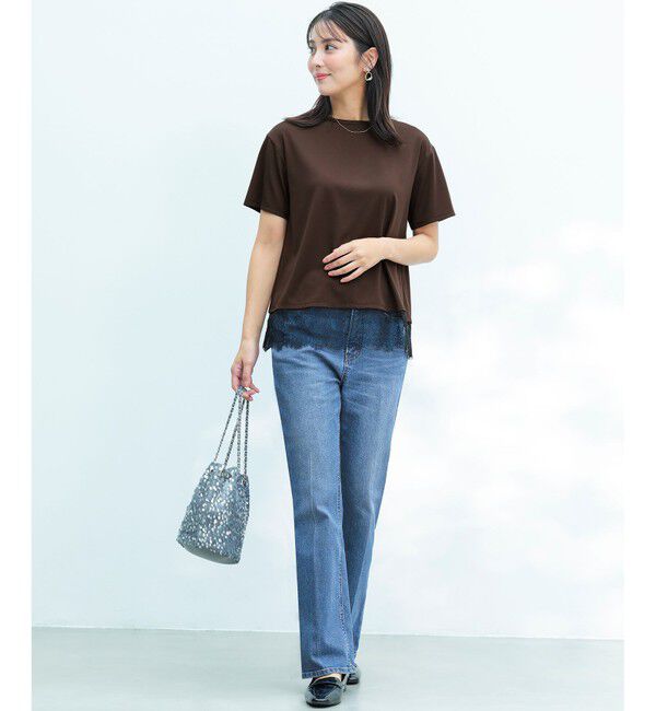 ANY SIS「裾レース半袖Ｔシャツ」|Tシャツ・カットソー|