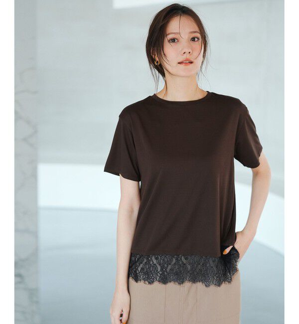 ANY SIS「裾レース半袖Ｔシャツ」|Tシャツ・カットソー|