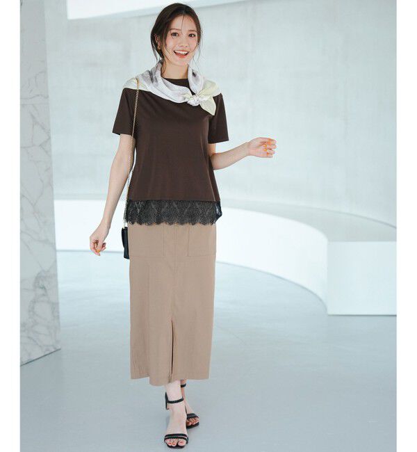 ANY SIS「裾レース半袖Ｔシャツ」|Tシャツ・カットソー|