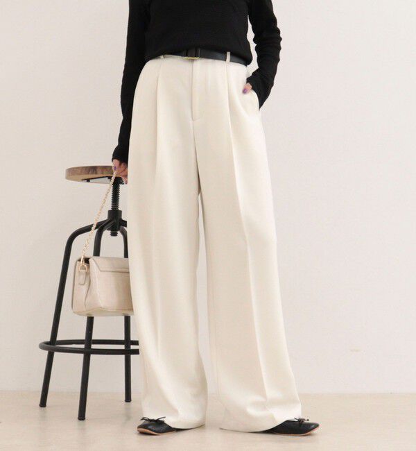 fredy emue「【4サイズ展開】とろみWarmタックスラックス」|スラックス|オフホワイト