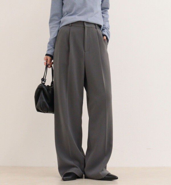 fredy emue「【4サイズ展開】とろみWarmタックスラックス」|スラックス|チャコールグレー