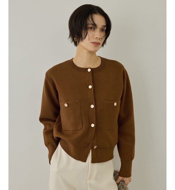 SALON adam et rope'「【WEB限定】スウェットライクメタルボタンカーディガン 3 / 新色追加」|カーディガン|