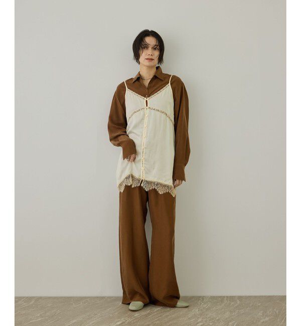 SALON adam et rope'「サテンレースキャミジレ」|キャミソール|