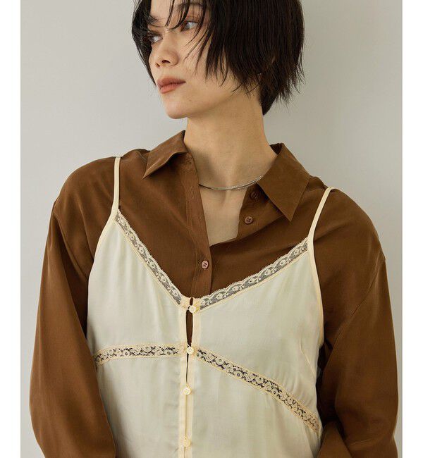 SALON adam et rope'「サテンレースキャミジレ」|キャミソール|