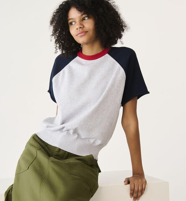  「RYE TENDER | コットン ラグランスリーブTシャツ WOMEN」|ニット・セーター|GREY系1