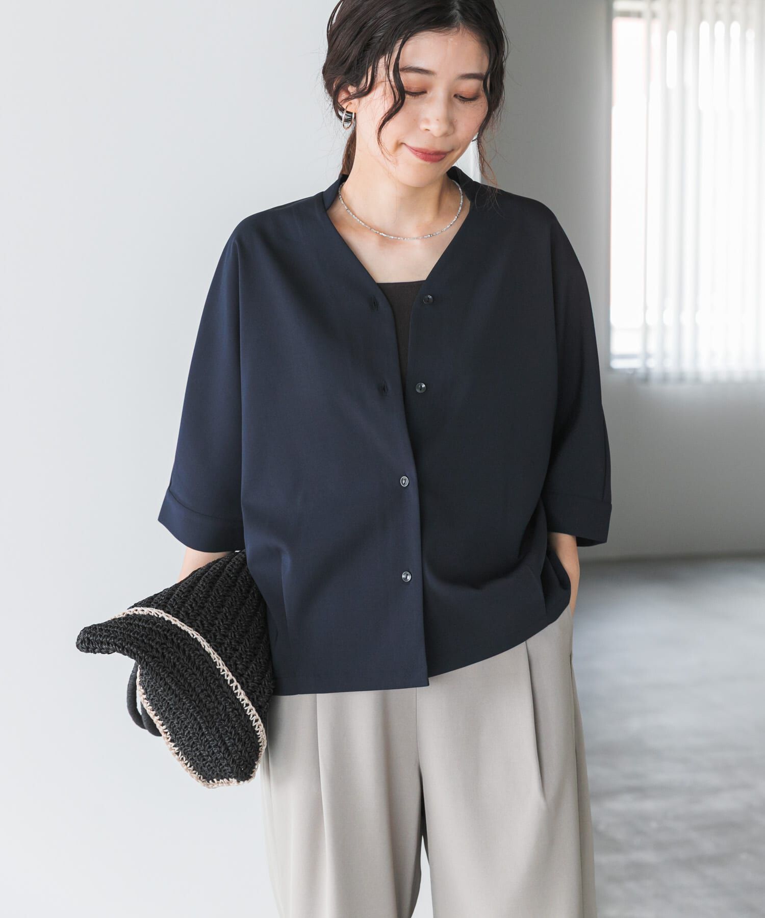 URBAN RESEARCH DOORS「『仁村紗和さん着用』『UR TECH』完声/涼ドルマン半袖シャツ」|シャツ・ブラウス|
