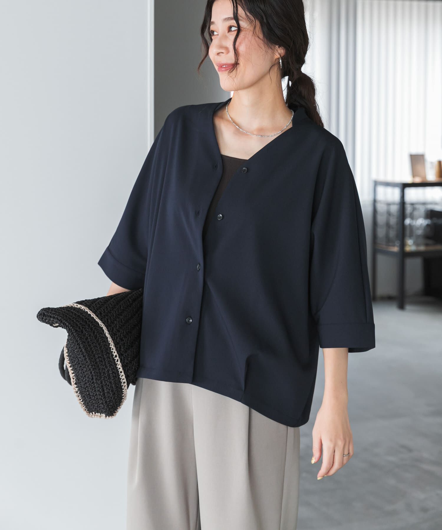 URBAN RESEARCH DOORS「『仁村紗和さん着用』『UR TECH』完声/涼ドルマン半袖シャツ」|シャツ・ブラウス|
