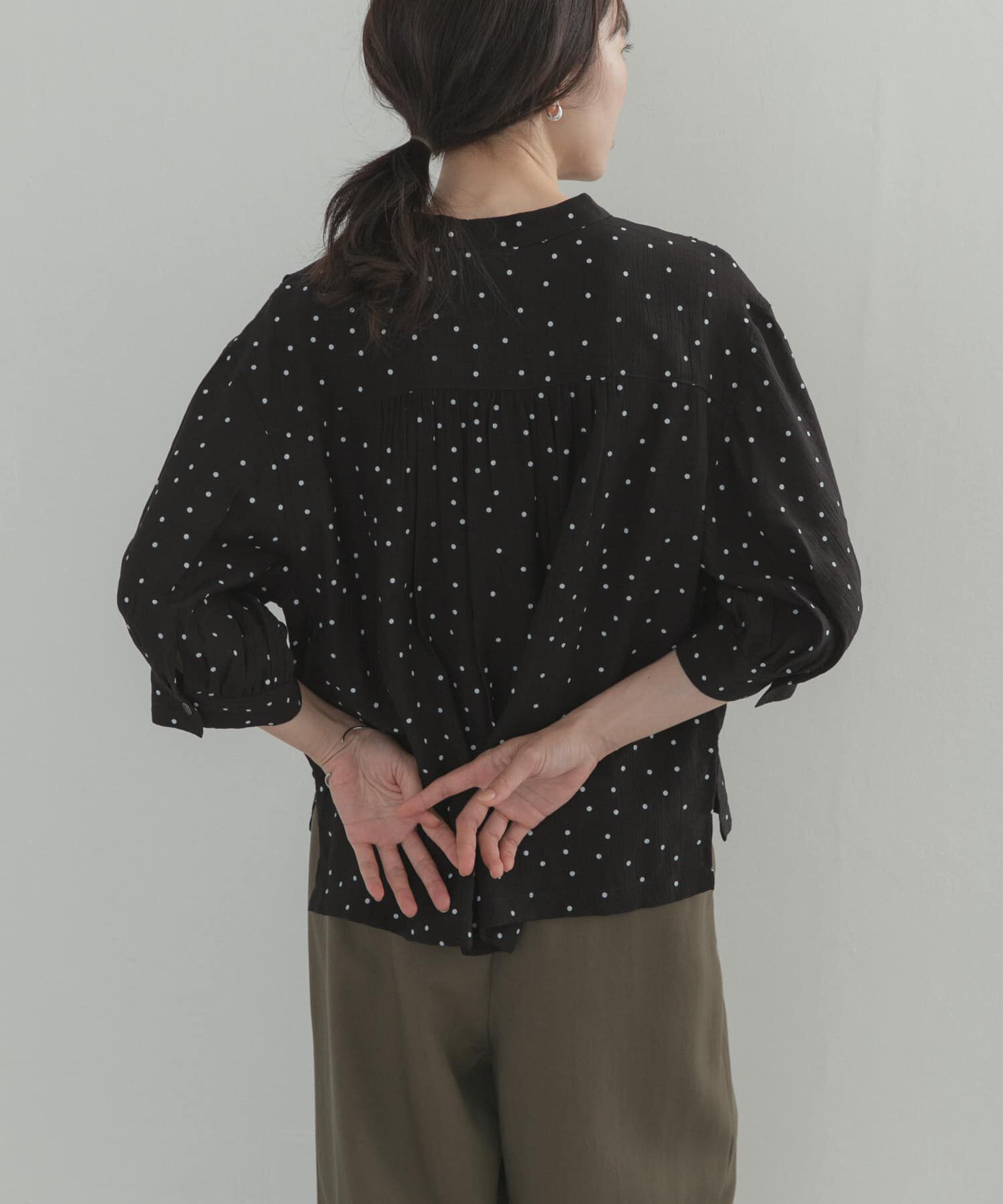 URBAN RESEARCH DOORS「楊柳ドット5分袖ブラウス」|シャツ・ブラウス|