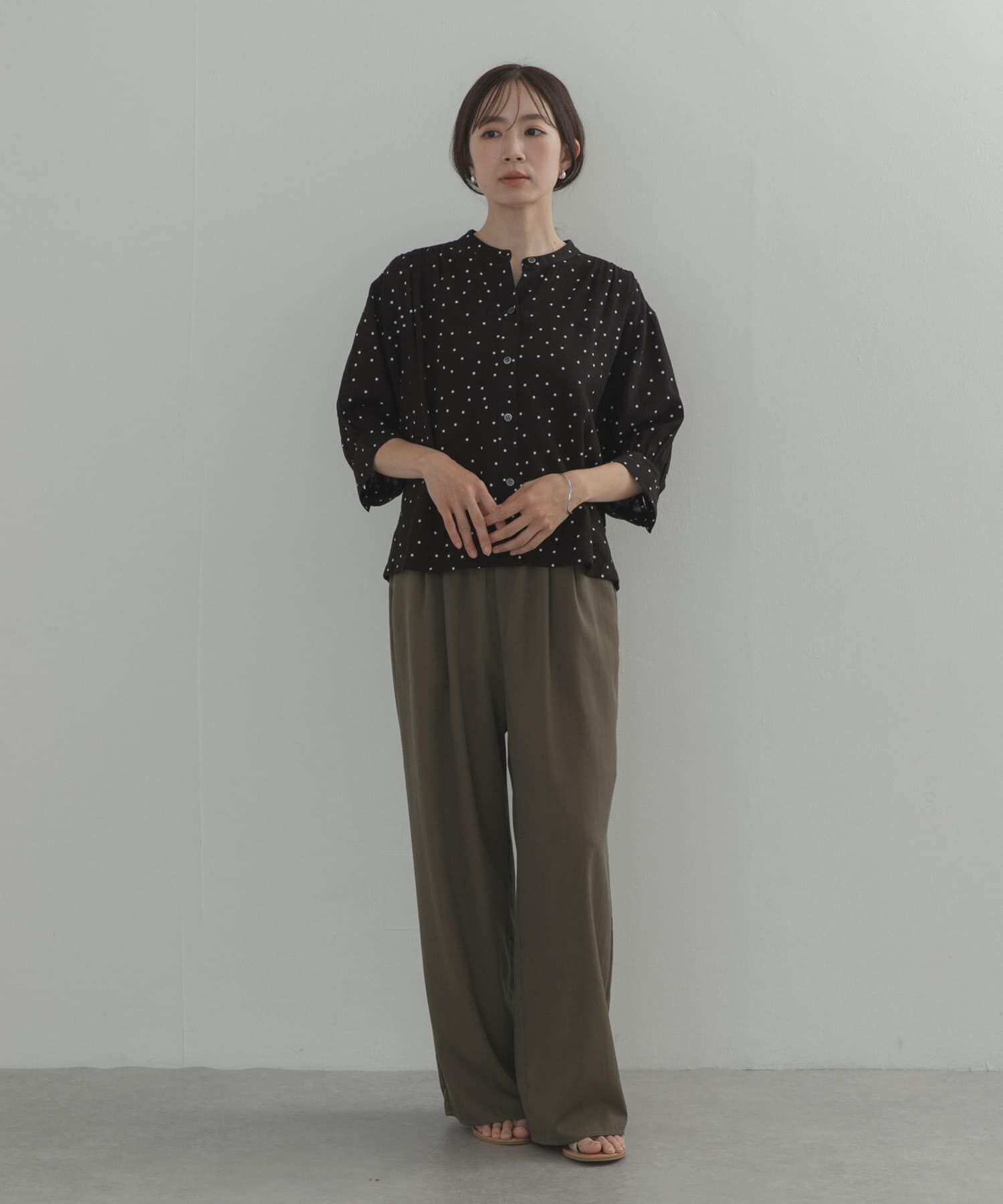 URBAN RESEARCH DOORS「楊柳ドット5分袖ブラウス」|シャツ・ブラウス|
