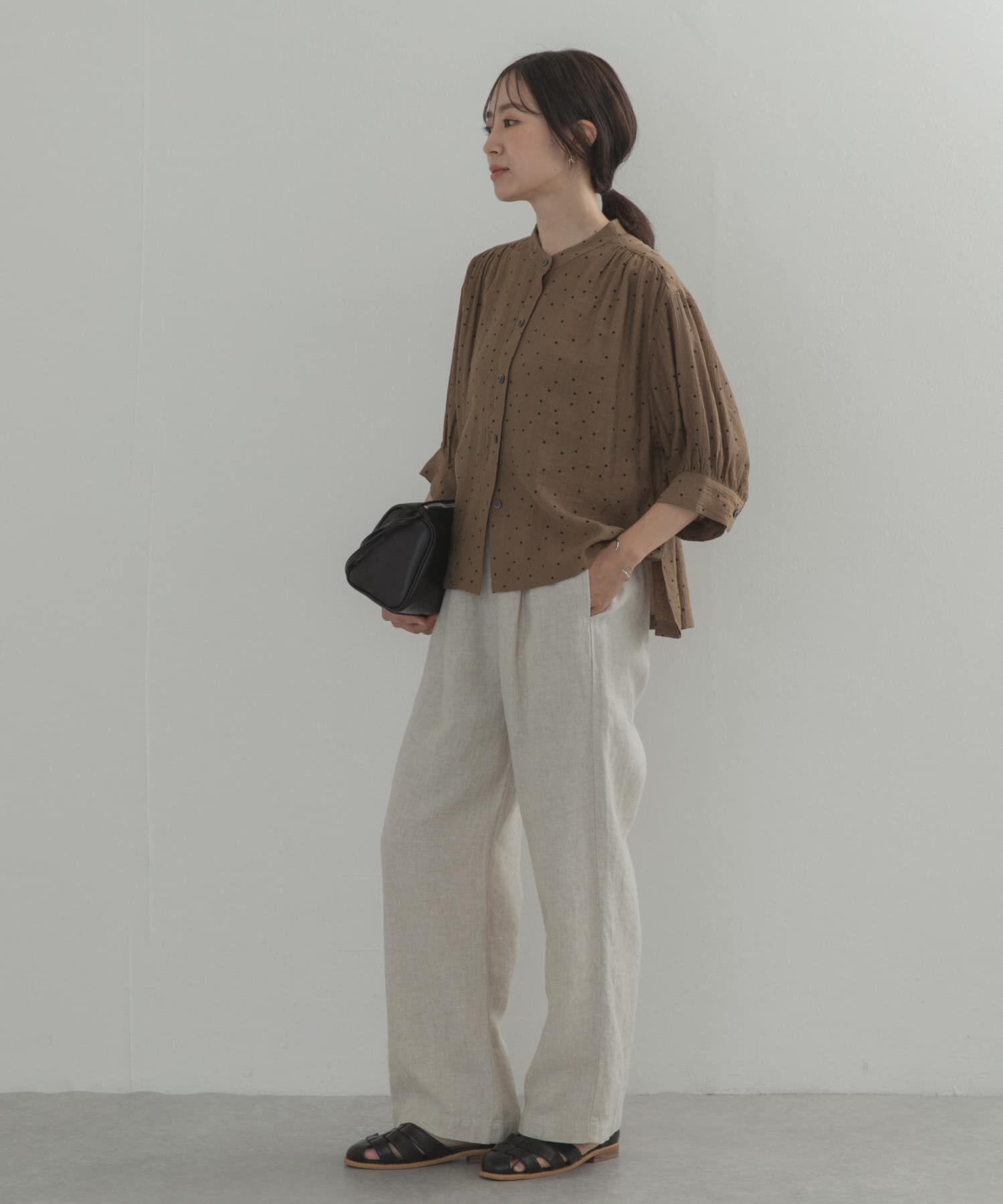 URBAN RESEARCH DOORS「楊柳ドット5分袖ブラウス」|シャツ・ブラウス|