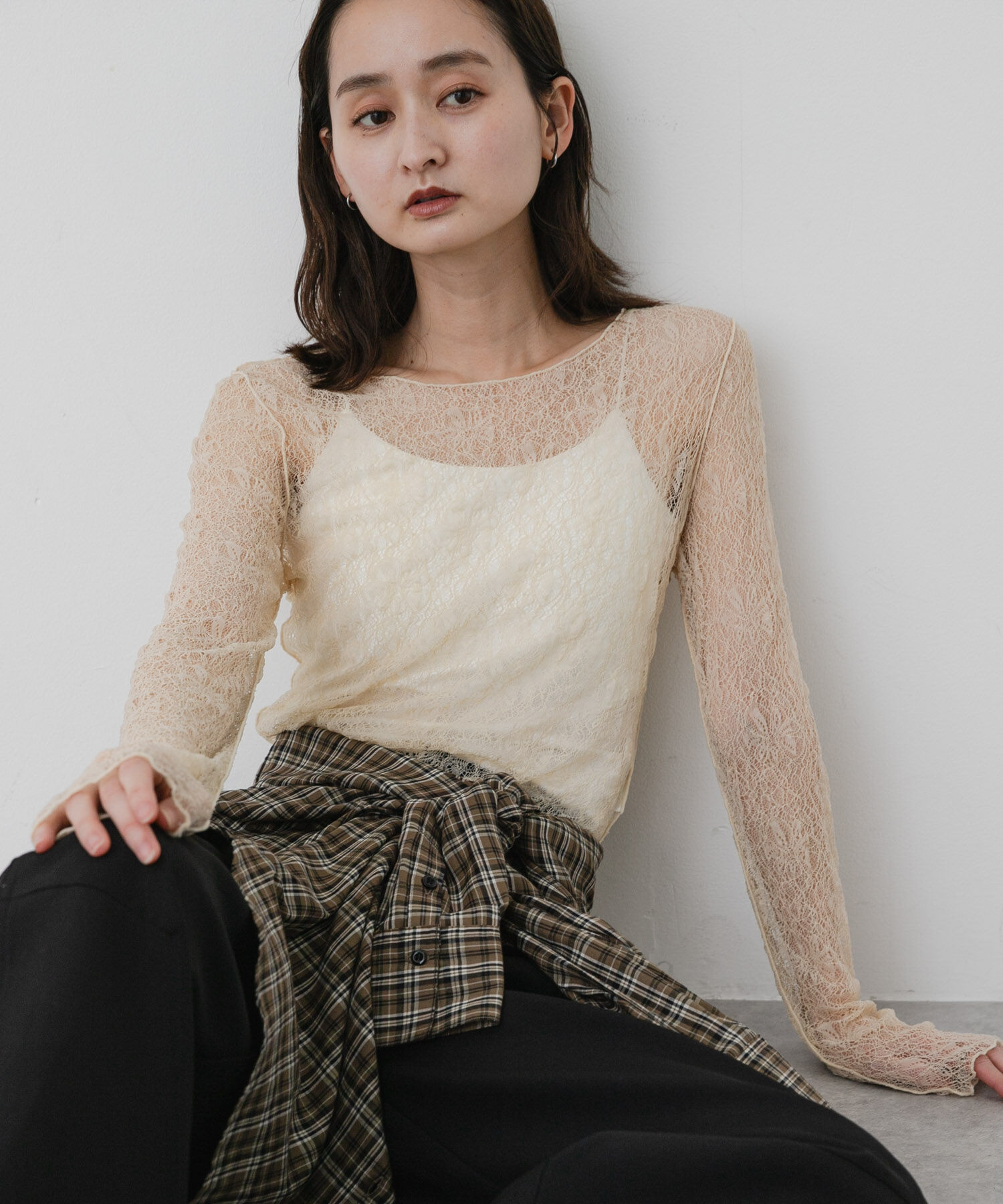 SENSE OF PLACE by URBAN RESEARCH「シアーレースカットトップ」|Tシャツ・カットソー|ベージュ