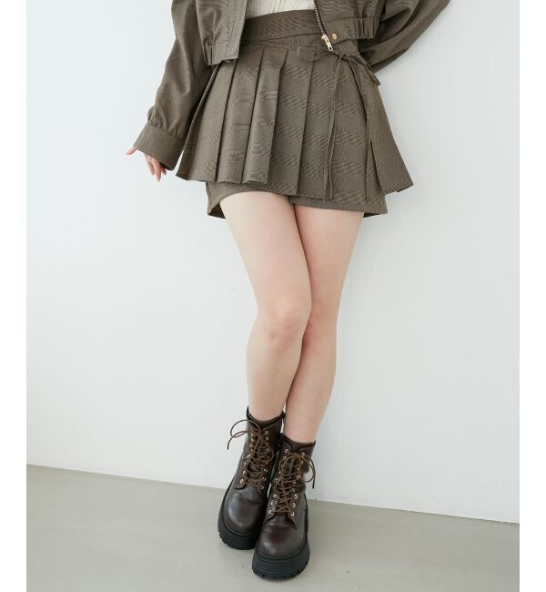  「プリーツデザインショートパンツ」|その他|ブラウン柄