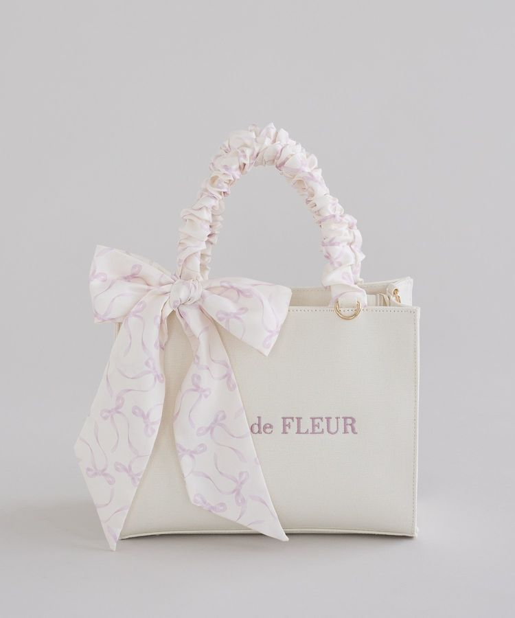 Maison de FLEUR「【2WAY/スカーフ付き】ギャザーハンドル2Wayバッグ」|ハンドバッグ|ピンク