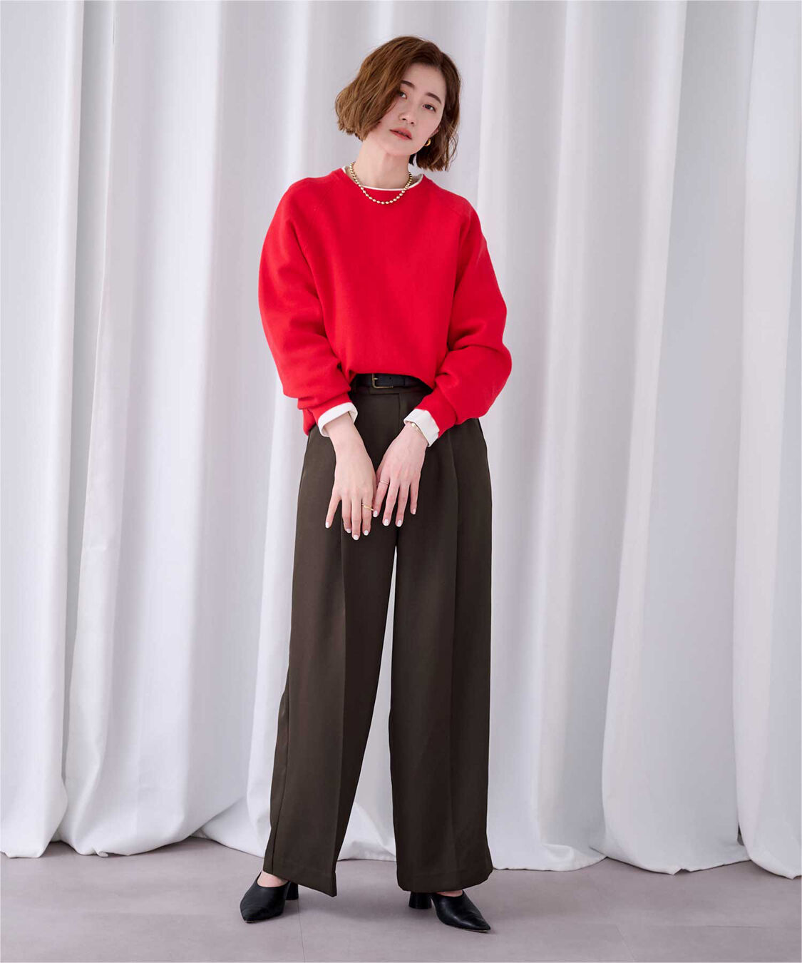 ur's「美シルエットワンタックワイドパンツ」|スラックス|