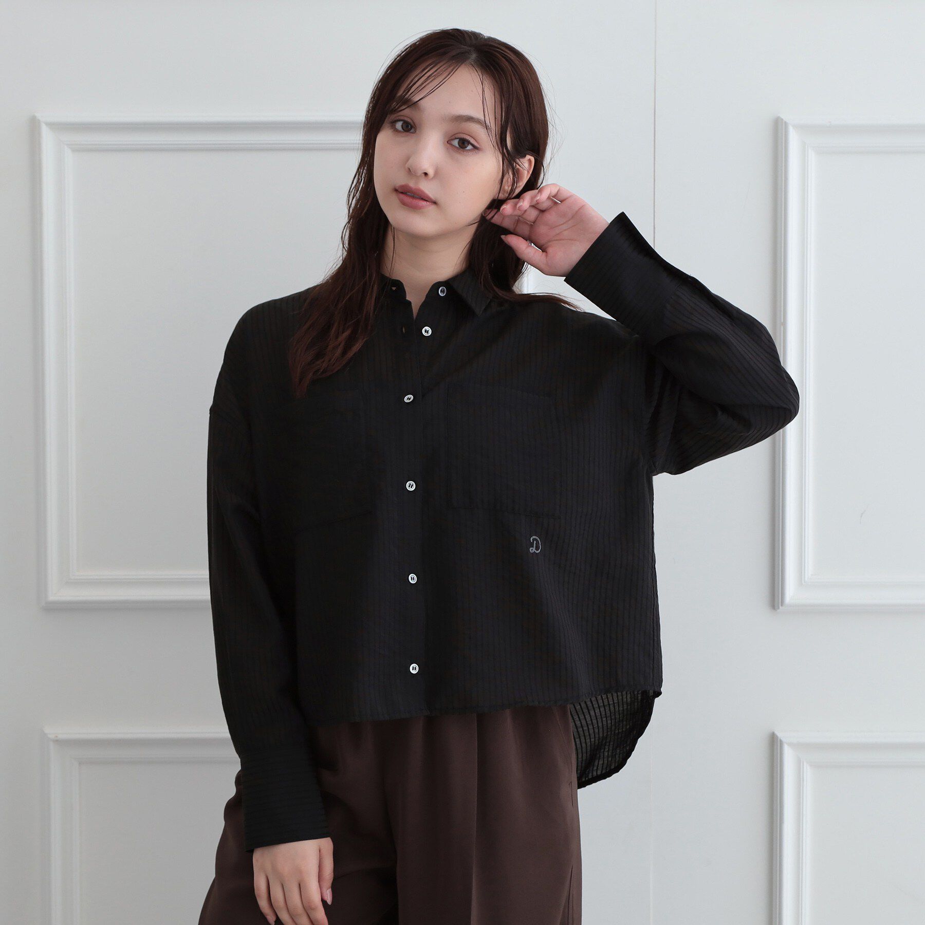 DRESSTERIOR「シアーストライプクロップドシャツ」|シャツ・ブラウス|