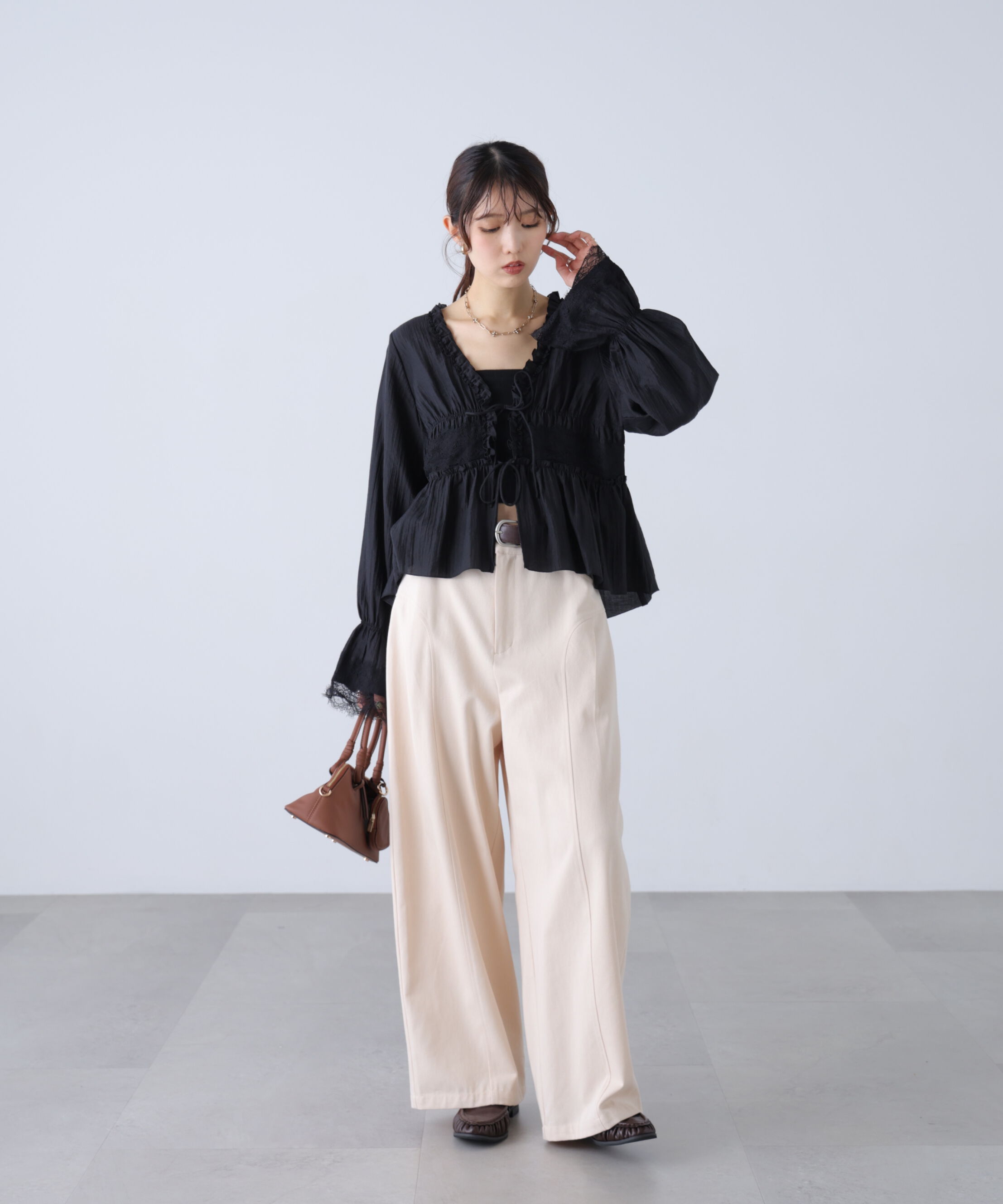  「ベルト付きワイドタックパンツ」|その他|