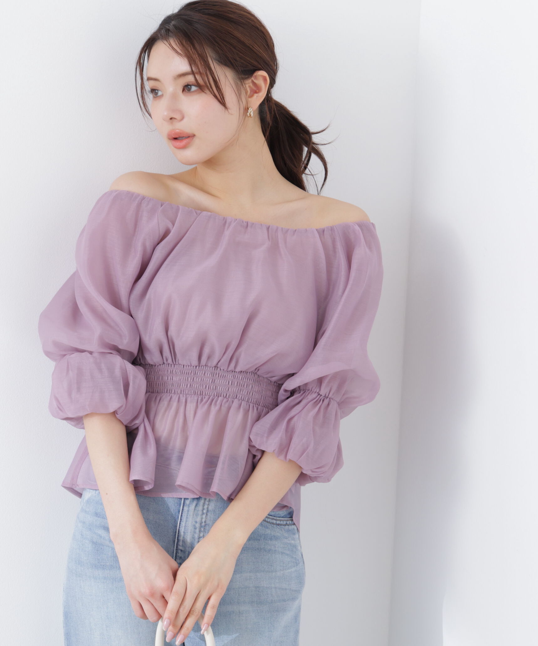 PROPORTION BODY DRESSING「2wayオフショルフィッシュテールブラウス　26SS」|シャツ・ブラウス|ピンク