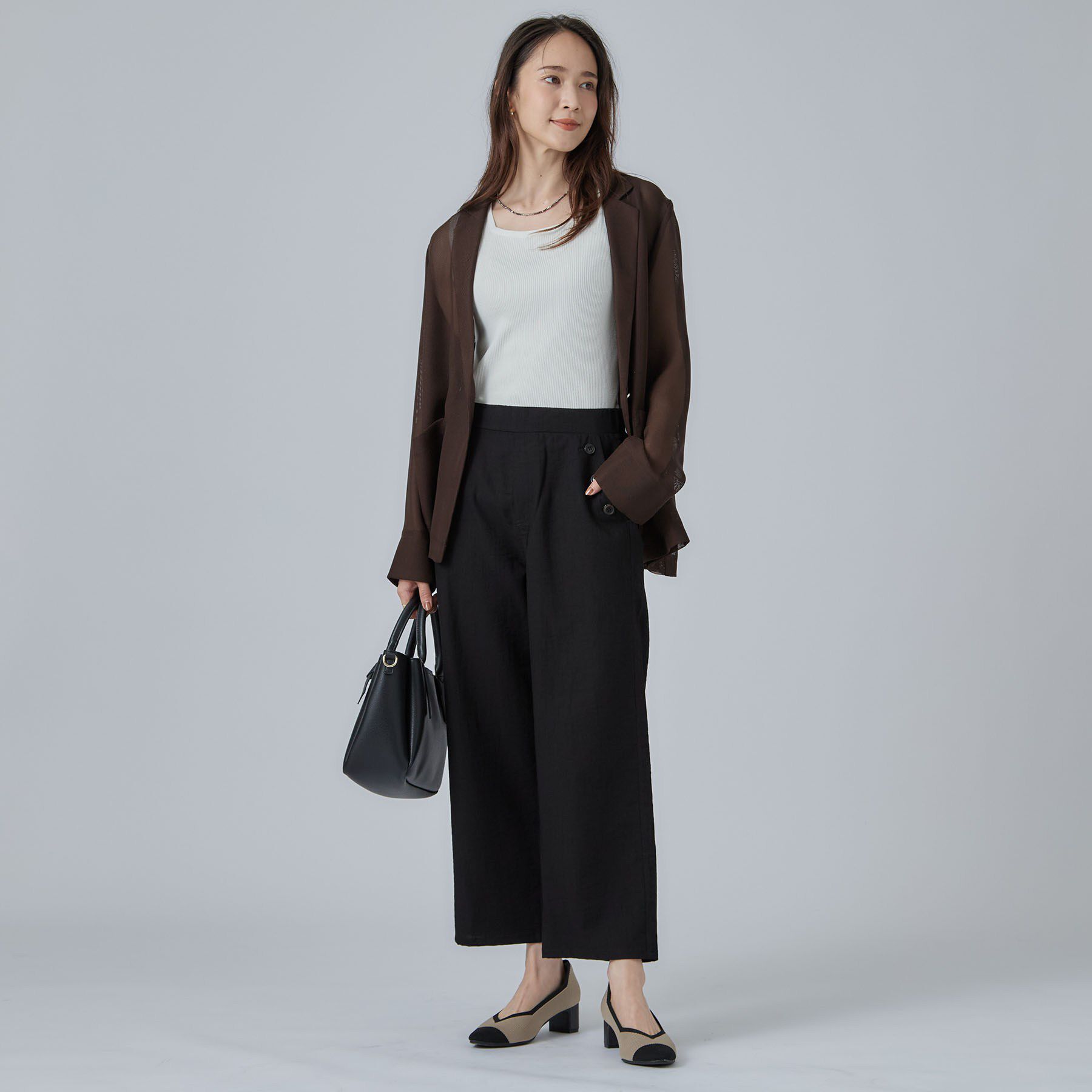 SHOO･LA･RUE「【S-LL/洗濯機可】ボタンがアクセント ストレートクロップドパンツ」|その他|