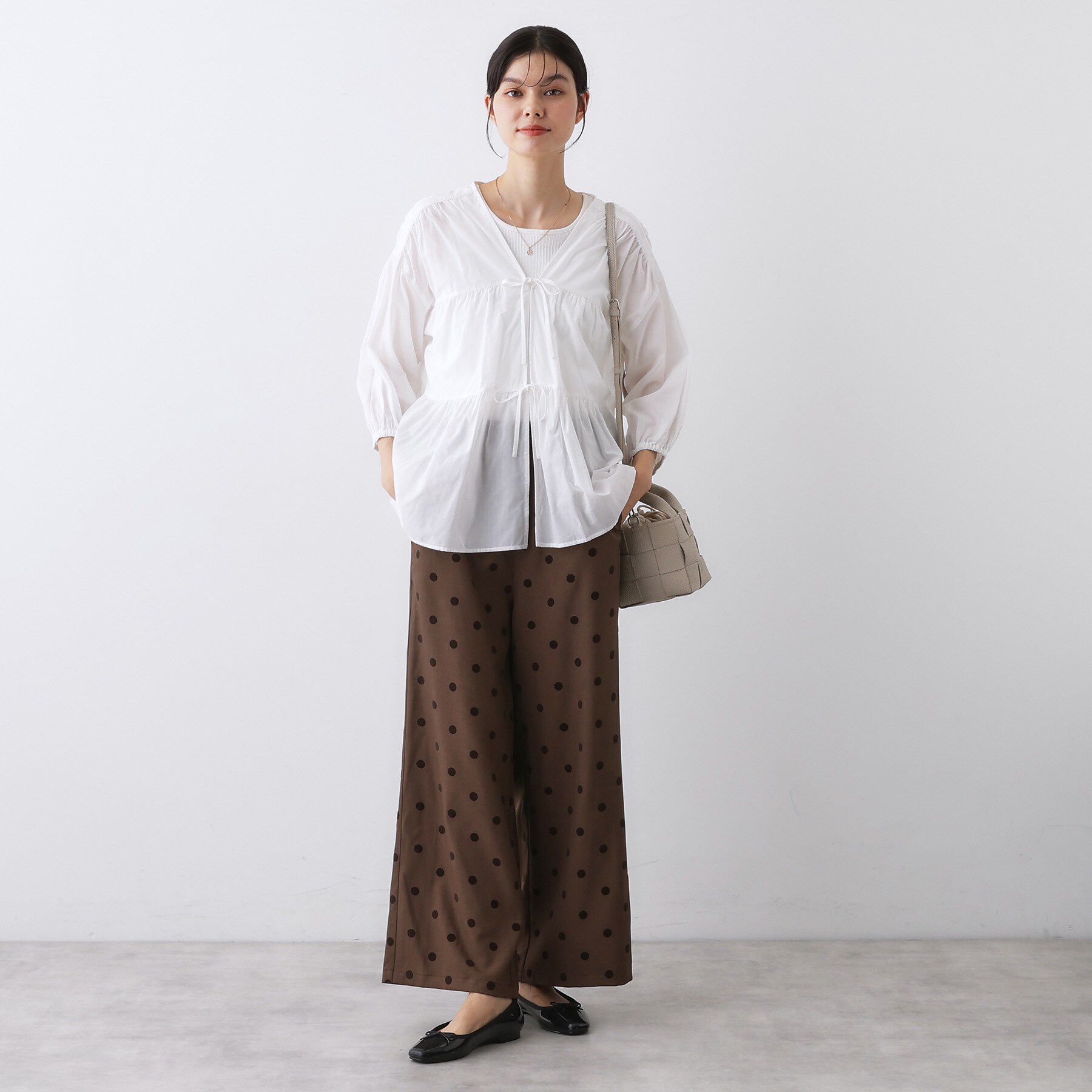 Dessin「【洗える】フロントリボン七分袖ブラウス」|シャツ・ブラウス|