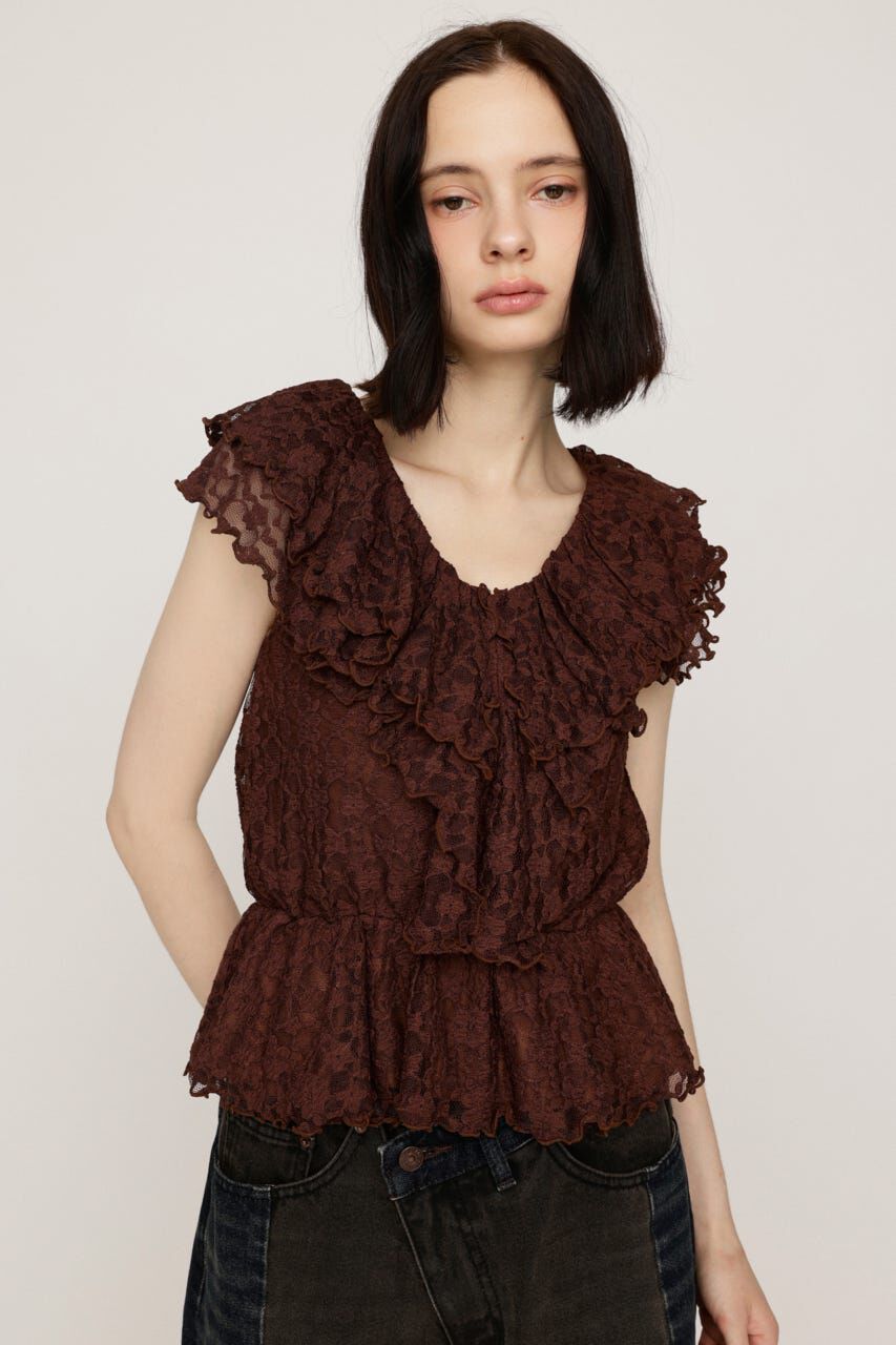 SLY「CUT LACE FRILL トップス」|Tシャツ・カットソー|BRN