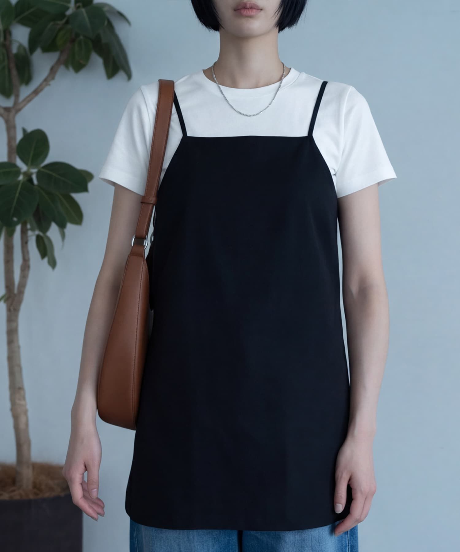 STYLE DELI「【BLK001】ツイルバックオープンキャミ」|キャミソール|ブラック