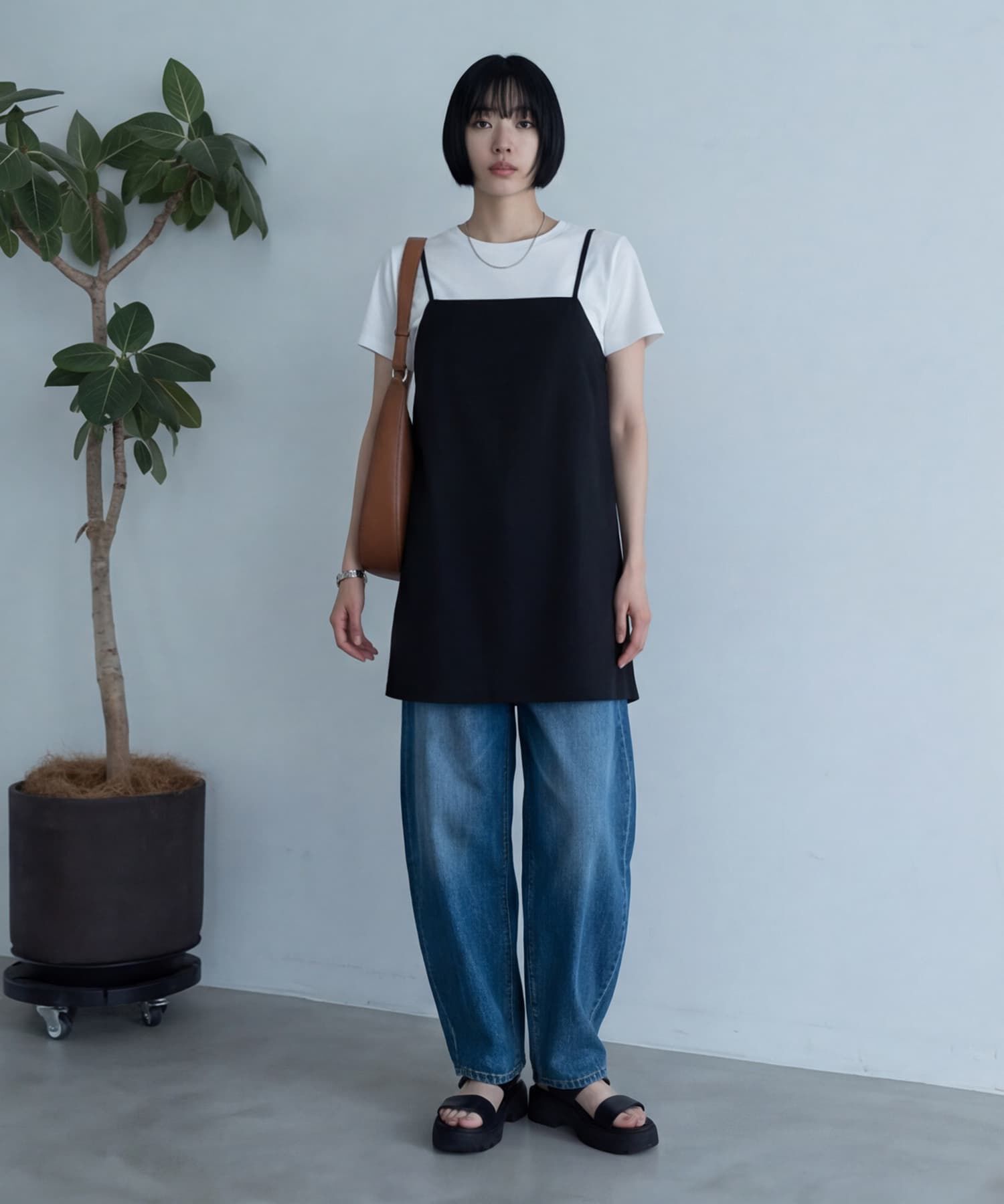 STYLE DELI「【BLK001】ツイルバックオープンキャミ」|キャミソール|