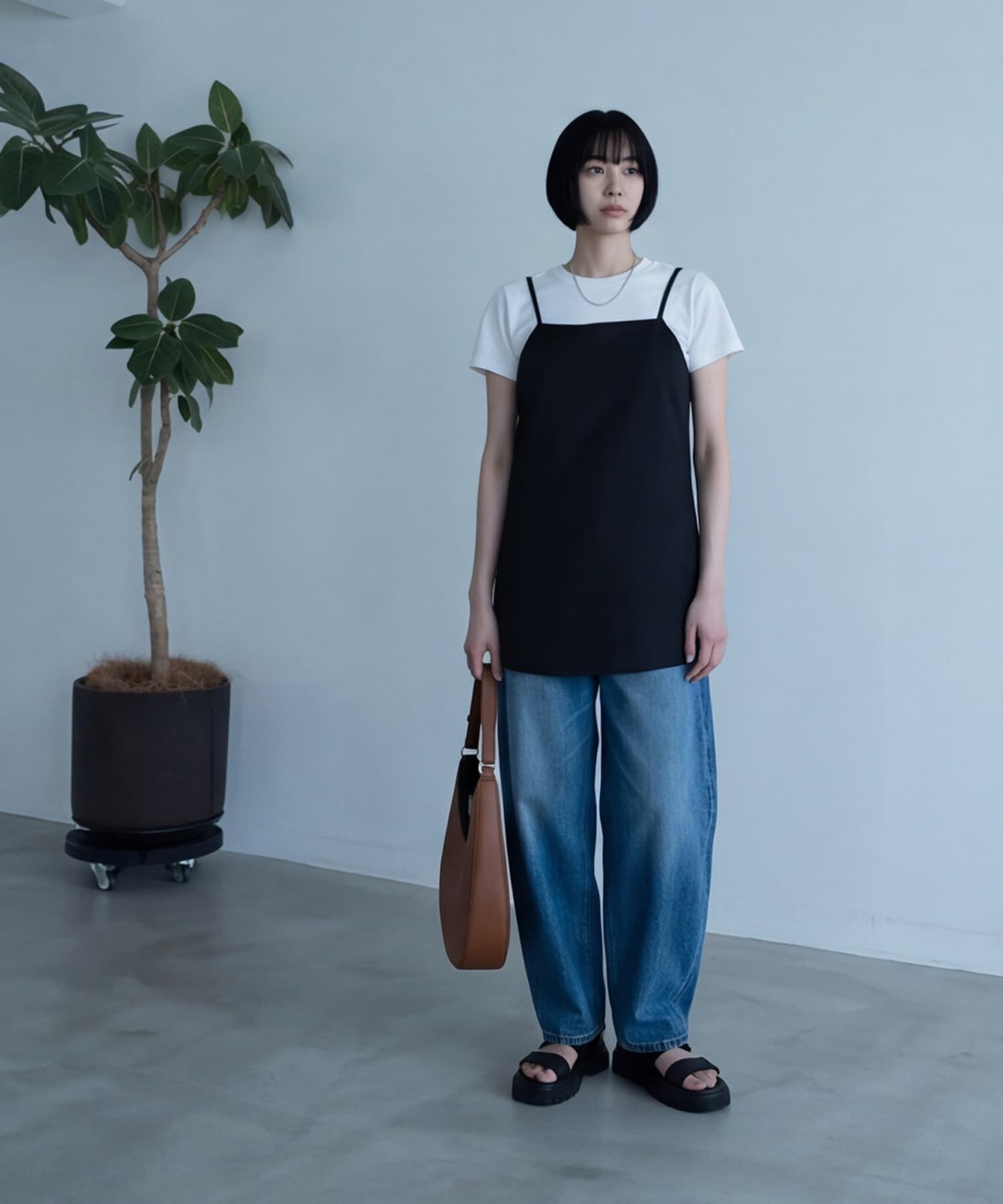 STYLE DELI「【BLK001】ツイルバックオープンキャミ」|キャミソール|
