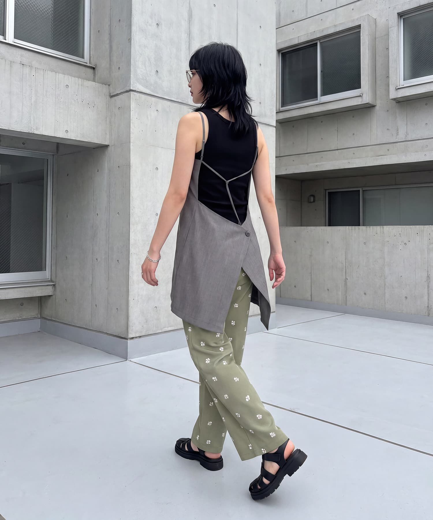 STYLE DELI「【BLK001】ツイルバックオープンキャミ」|キャミソール|