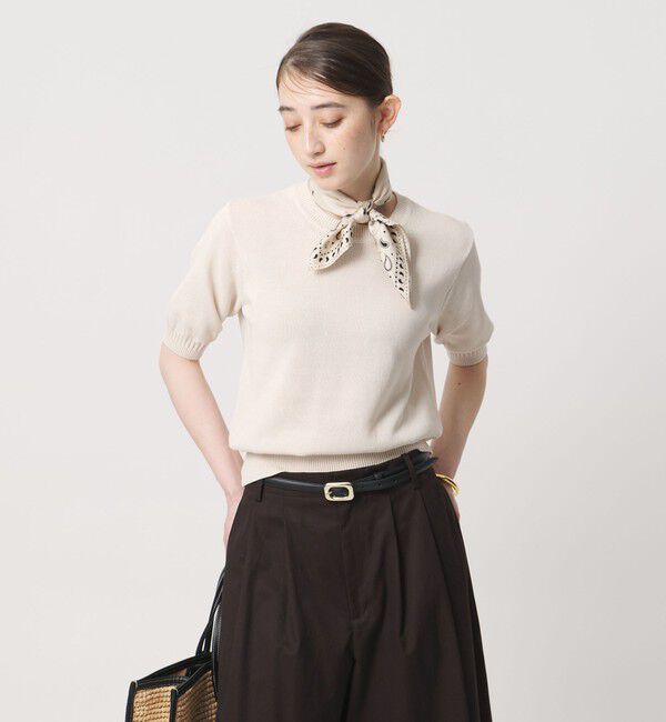 UNITED ARROWS「クルーネック ベーシック ショートスリーブ ニット ‐ウォッシャブル‐」|ニット・セーター|