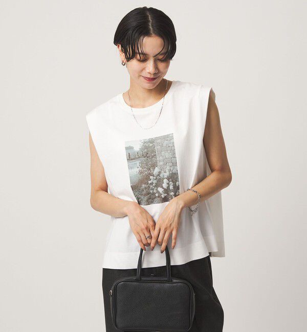 UNITED ARROWS green label relaxing「フォトプリント フレンチスリーブ Tシャツ 接触冷感」|Tシャツ・カットソー|