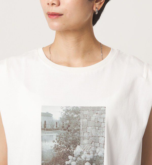 UNITED ARROWS green label relaxing「フォトプリント フレンチスリーブ Tシャツ 接触冷感」|Tシャツ・カットソー|