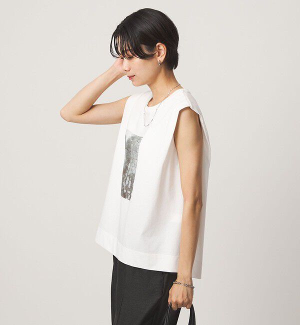 UNITED ARROWS green label relaxing「フォトプリント フレンチスリーブ Tシャツ 接触冷感」|Tシャツ・カットソー|