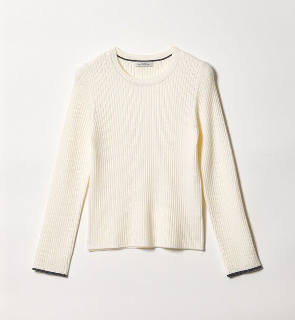 UNITED ARROWS green label relaxing「【WEB限定】＜at ease＞ソデサキ バイカラー プルオーバー ニット 2」|ニット・セーター|OFF WHITE