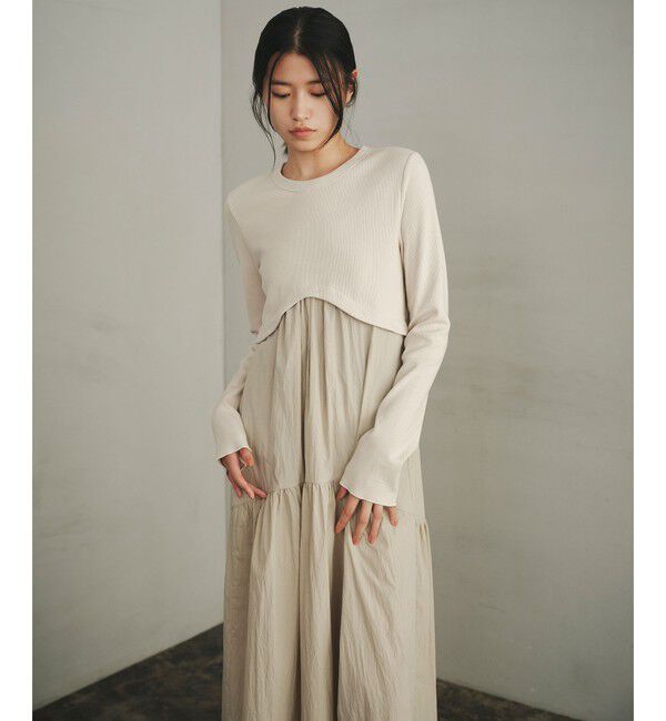 EMMEL REFINES「＜EMMEL REFINES＞EM ヘムキリカエ ドッキング ティアードワンピース」|ワンピース|