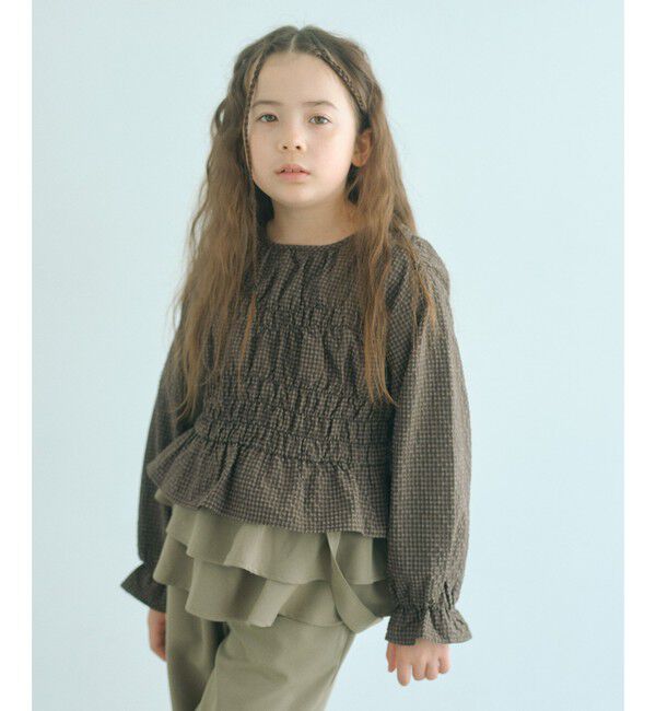 UNITED ARROWS green label relaxing「【COOL CHIC GIRLS STYLE】チェック シャーリング プルオーバー / キッズ 120cm-160cm」|シャツ・ブラウス|MD.BROWN