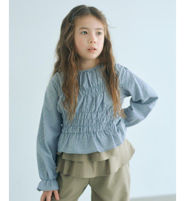 UNITED ARROWS green label relaxing「【COOL CHIC GIRLS STYLE】チェック シャーリング プルオーバー / キッズ 120cm-160cm」|シャツ・ブラウス|
