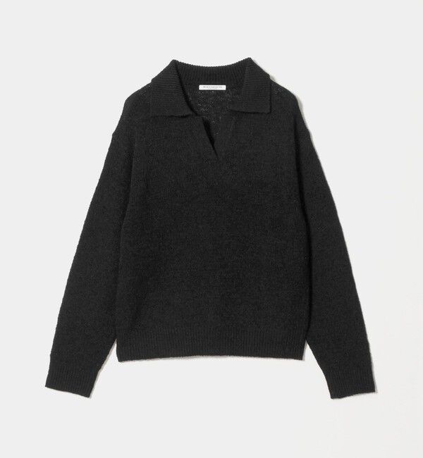BEAUTY&YOUTH UNITED ARROWS「テープヤーン スキッパー ニットプルオーバー ウォッシャブル」|ニット・セーター|BLACK