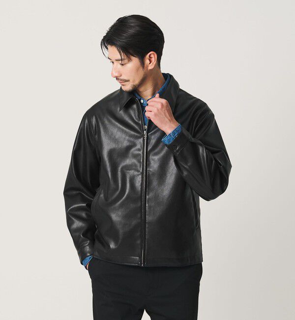BEAUTY&YOUTH UNITED ARROWS「【WEB限定 WARDROBE SMART】レザーライク ジップ ブルゾン」|ブルゾン・スタジャン|
