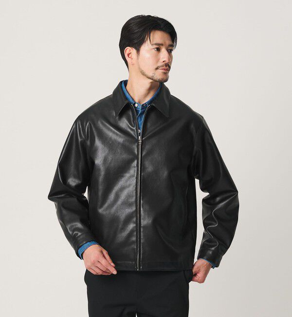 BEAUTY&YOUTH UNITED ARROWS「【WEB限定 WARDROBE SMART】レザーライク ジップ ブルゾン」|ブルゾン・スタジャン|